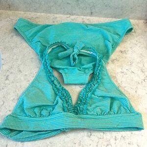 J Crew blue gingham ruffled bikini